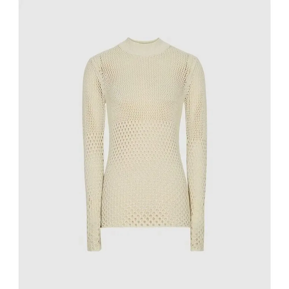 REISS Roni Open-Knit Jumper Pullover Sweater Crewneck in Natural Size S NWT